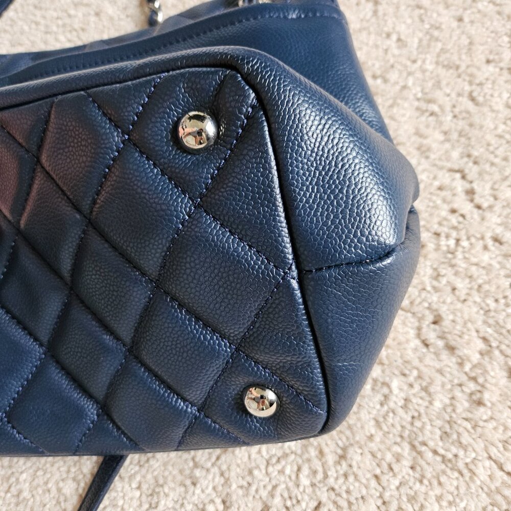 EUC Chanel Blue Lambskin with Quilting & Silver chains Tote Bag - Picture 11 of 17